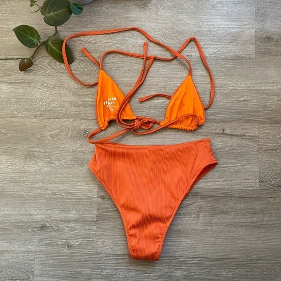 Frankie’s Bikini Orange Textured Ribbed Bikini size S - Picture 2 of 4